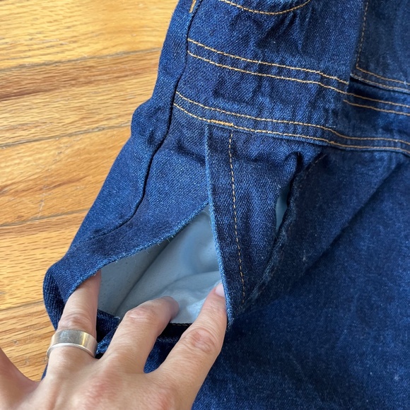 Vintage 100% Cotton Denim Jean Overall Cutoff Shorts sz 50 - Picture 6 of 9